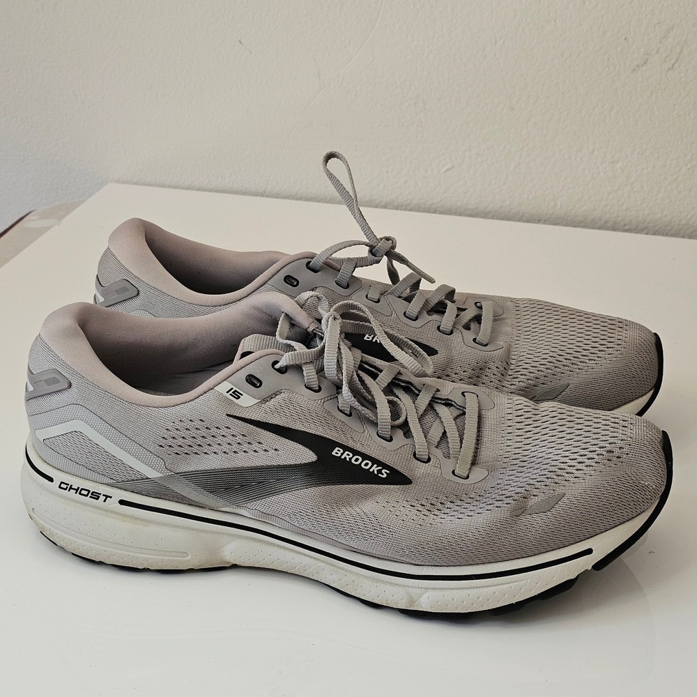 Brooks Ghost 15 Mens Running Shoes Grey Black Sneakers size 14